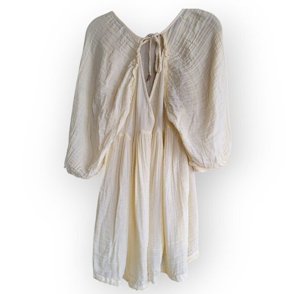 Free People Adler Tunic XS - Boho Flowy Gauze Dress Butter Yellow - Picture 7 of 16